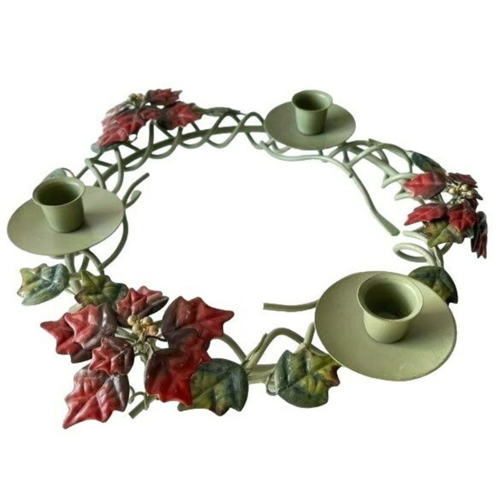 Vintage Metal Candle Holder Holiday‎ Decor 12.5in